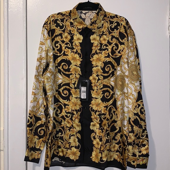 Versace Other - Versace Gold Hibiscus Print Long Sleeve Shirt Versace Other - Versace Gold Hibiscus Print Long Sleeve Shirt
